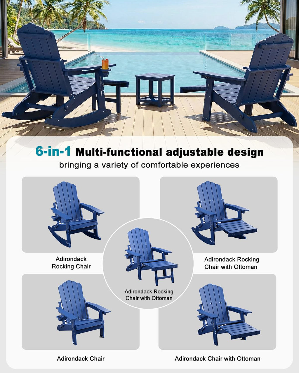Folding Adirondack Rocking Chair with Ottoman K661456