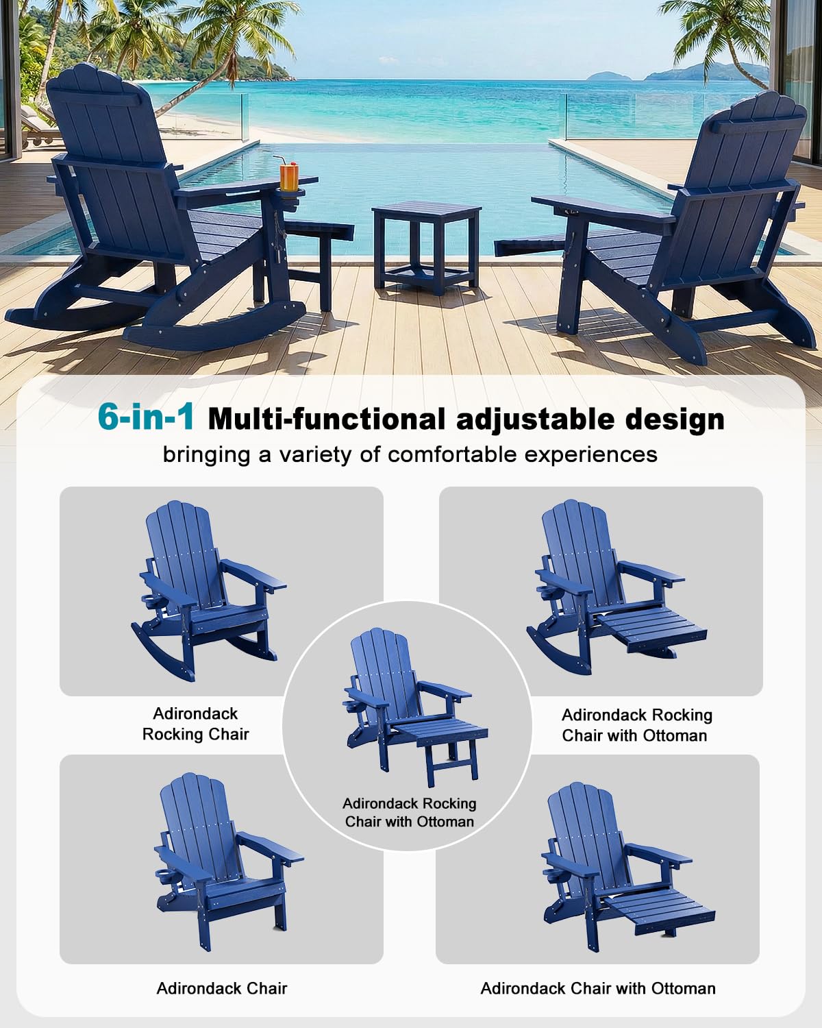 Folding Adirondack Rocking Chair with Ottoman K661456