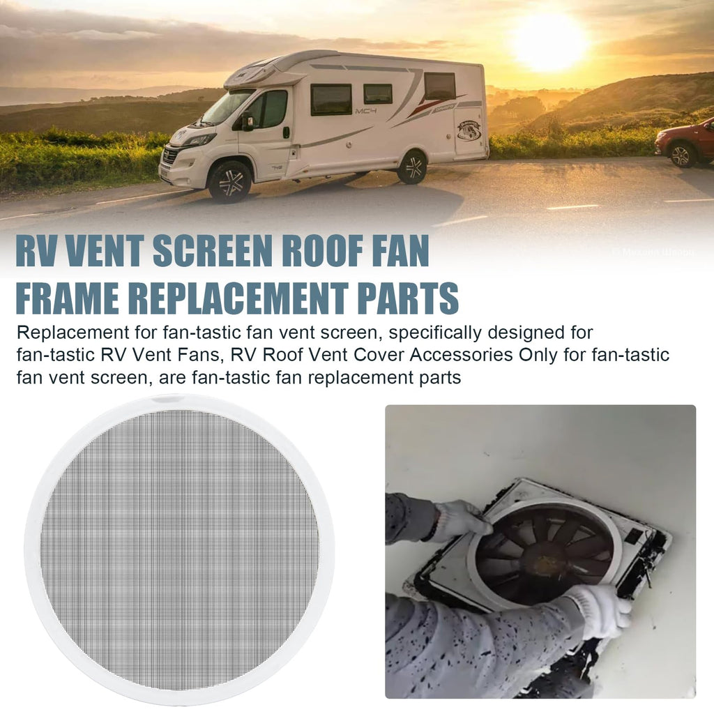 White 2PCS RV Vent Screen Roof Fan Frame Parts S246681