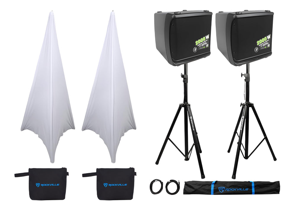 2000-Watt 8 in Powered PA Speakers with Tripod Stand Kit and XLR Cables O16045