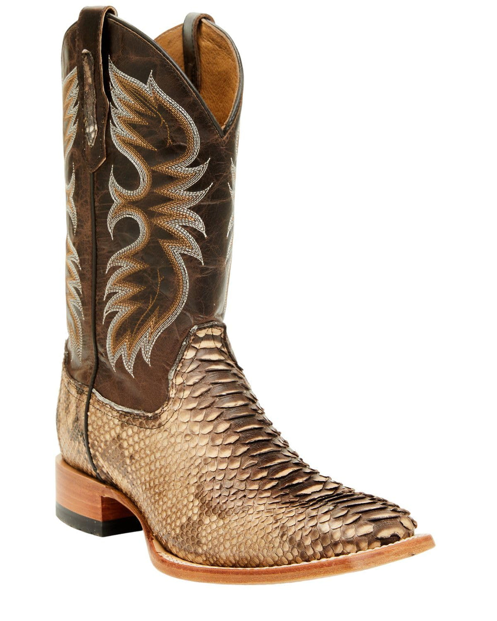 Men's Exotic Python Western Boot Broad Square Toe B1491