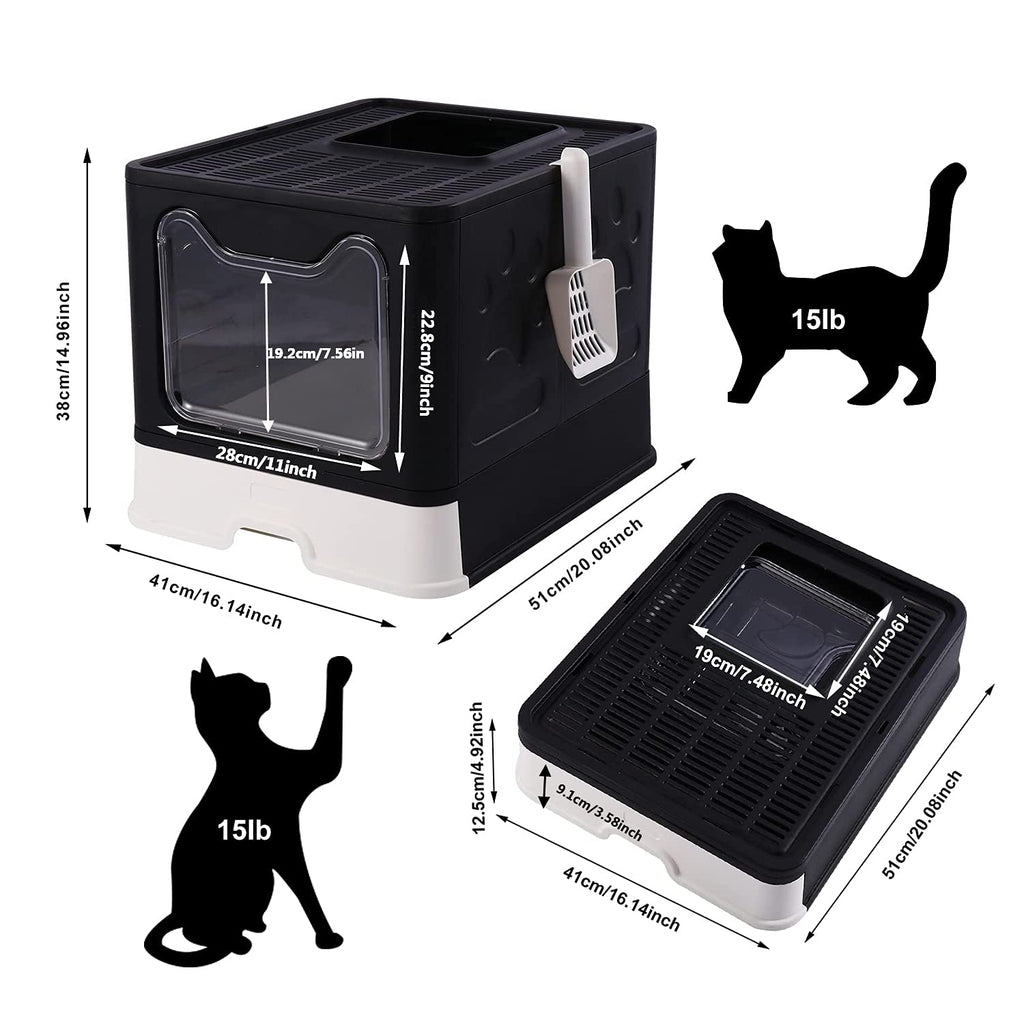 Foldable Large Cat Litter Box with Lid B629