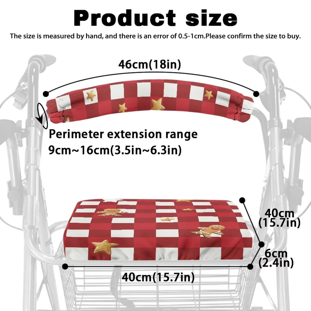 Red Lattice Rollator Walker Accessories Seat and Backrest Rollbar Covers Washable O139764