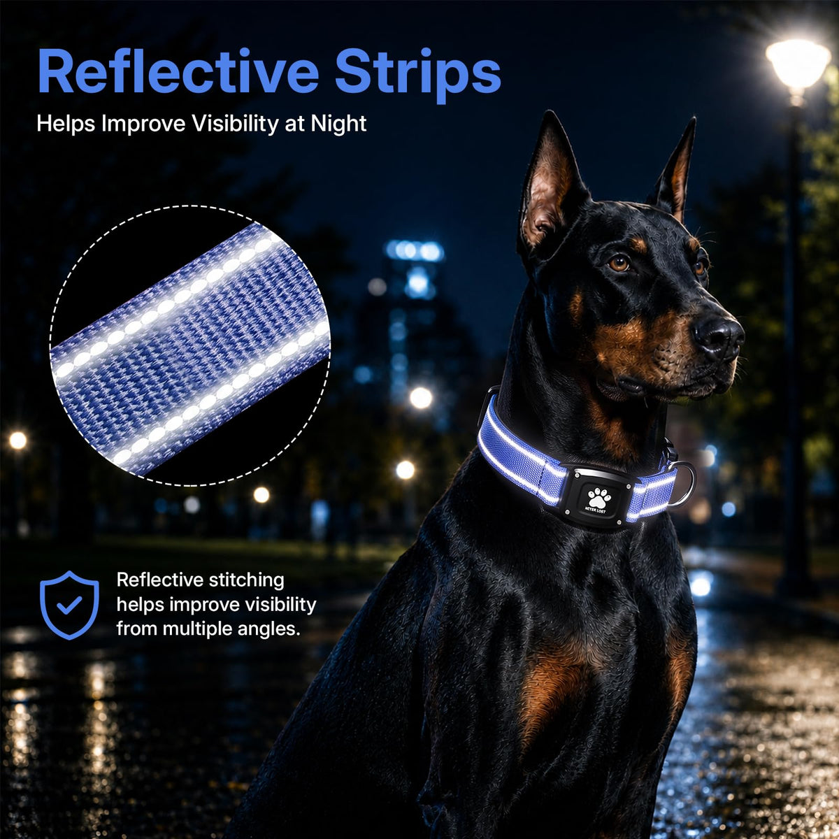 GPS Dog Collar with Tracker, Waterproof, Blue, L Z72867