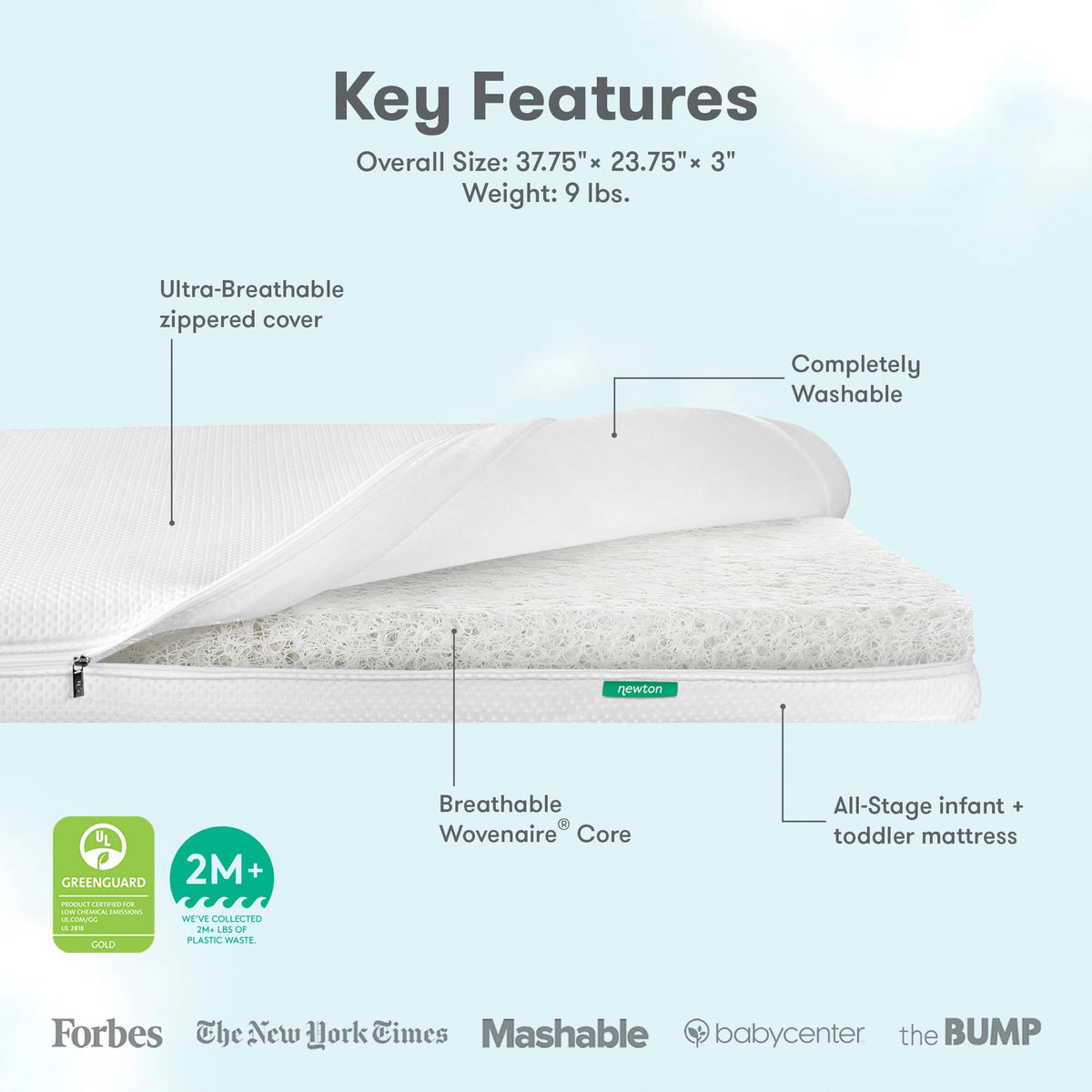 Mini Crib Mattress Breathable Washable Q895
