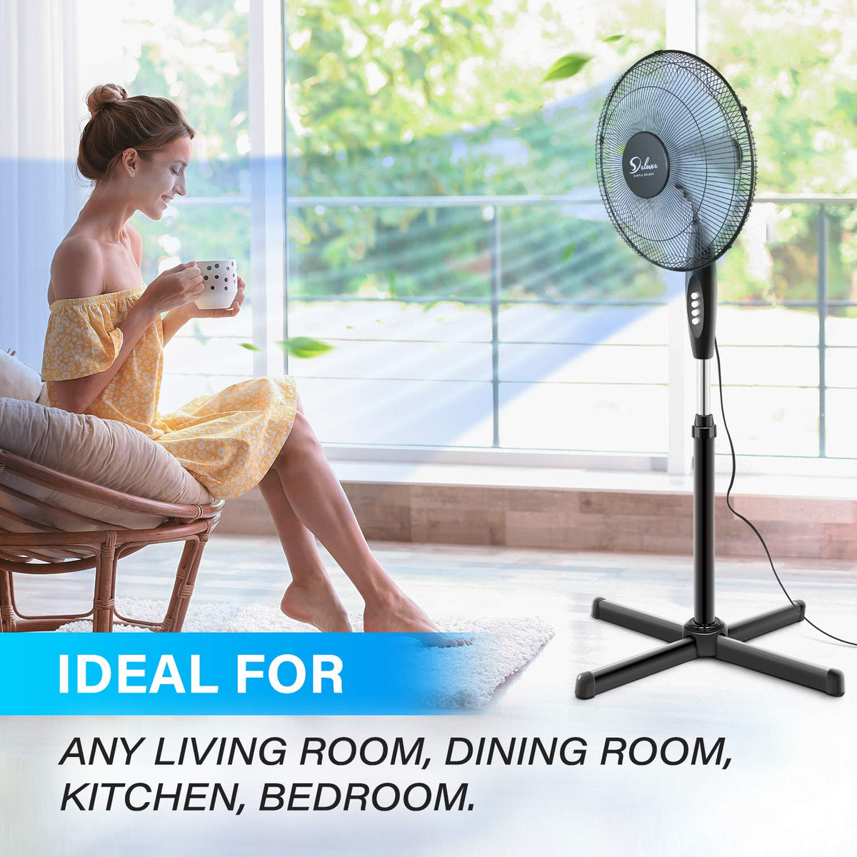 16″ 3 Speed Oscillating Pedestal Stand Fan, Black N873