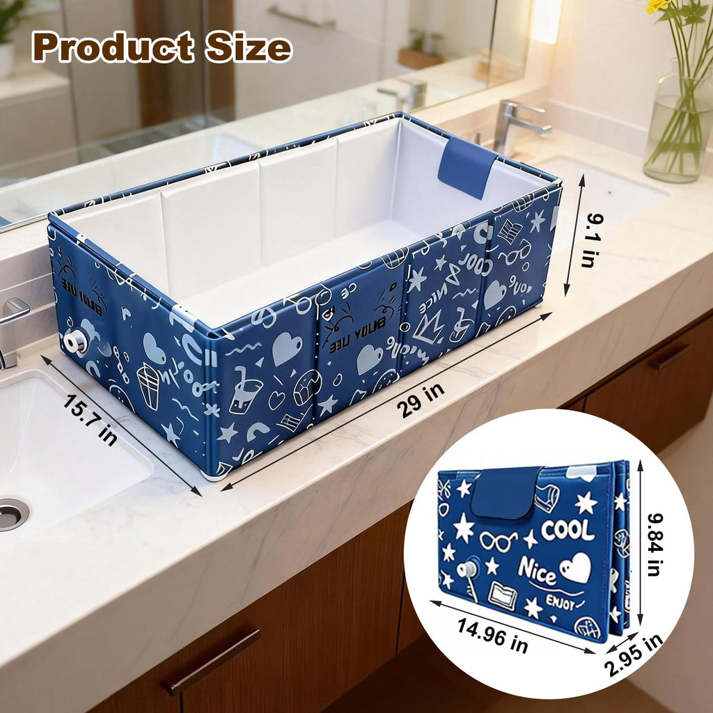 Foldable Dog Bathtub for Small to Medium Dogs & Cats, Blue S570
