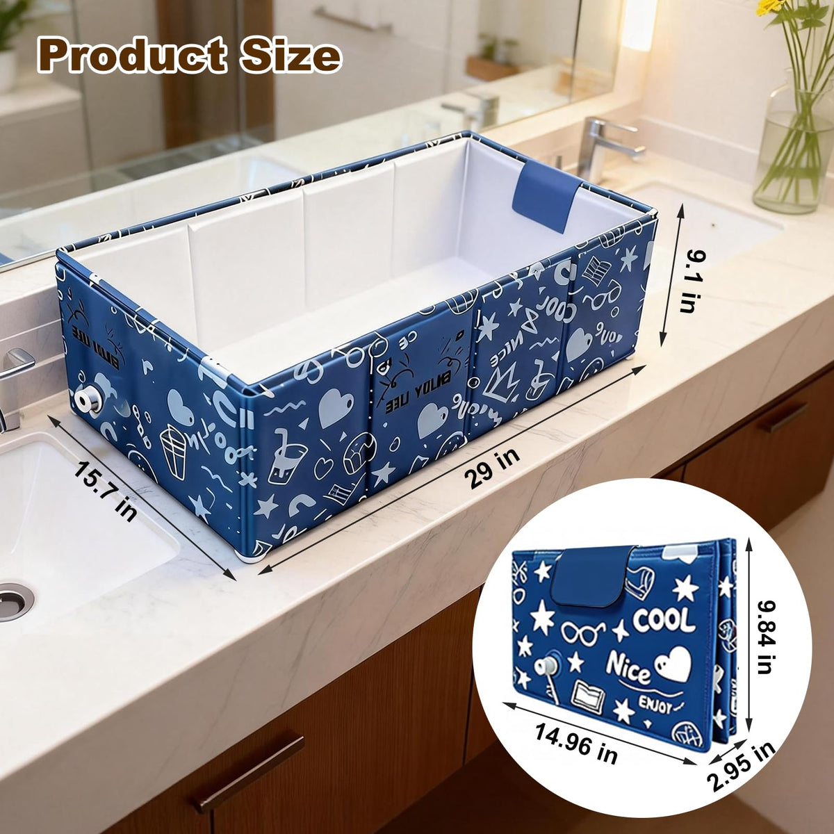 Foldable Dog Bathtub for Small to Medium Dogs & Cats, Blue S570