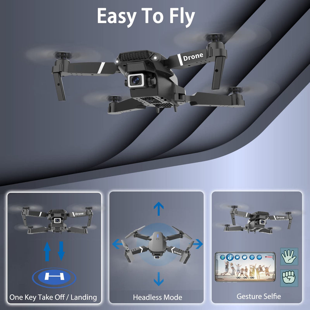 Foldable RC Quadcopter Drone with 1080P Camera, 2 Batteries, Carrying Case U760