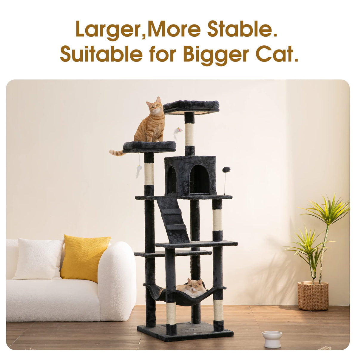 70.1-Inch Multi-Level Plush Cat Tree with Hammock E7024