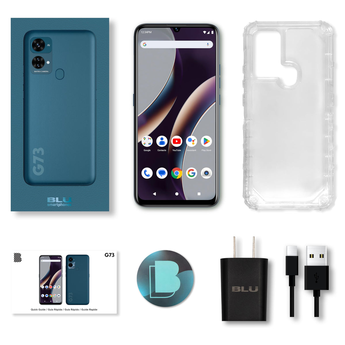 Unlocked 6.8” HD+ Infinity Display 128/6GB Triple 50MP Camera Blue P6172