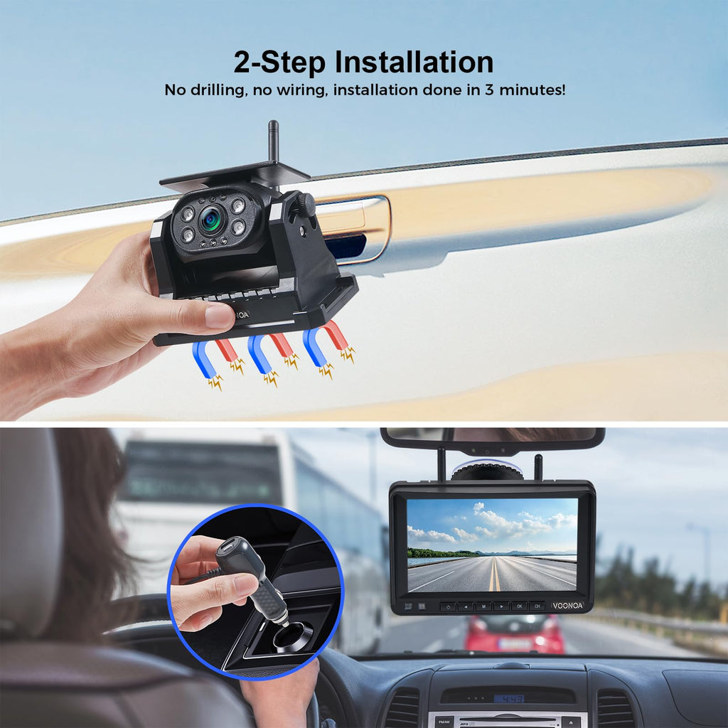 Magnetic Wireless Backup Camera with 7'' HD 1080P DVR Monitor System P556