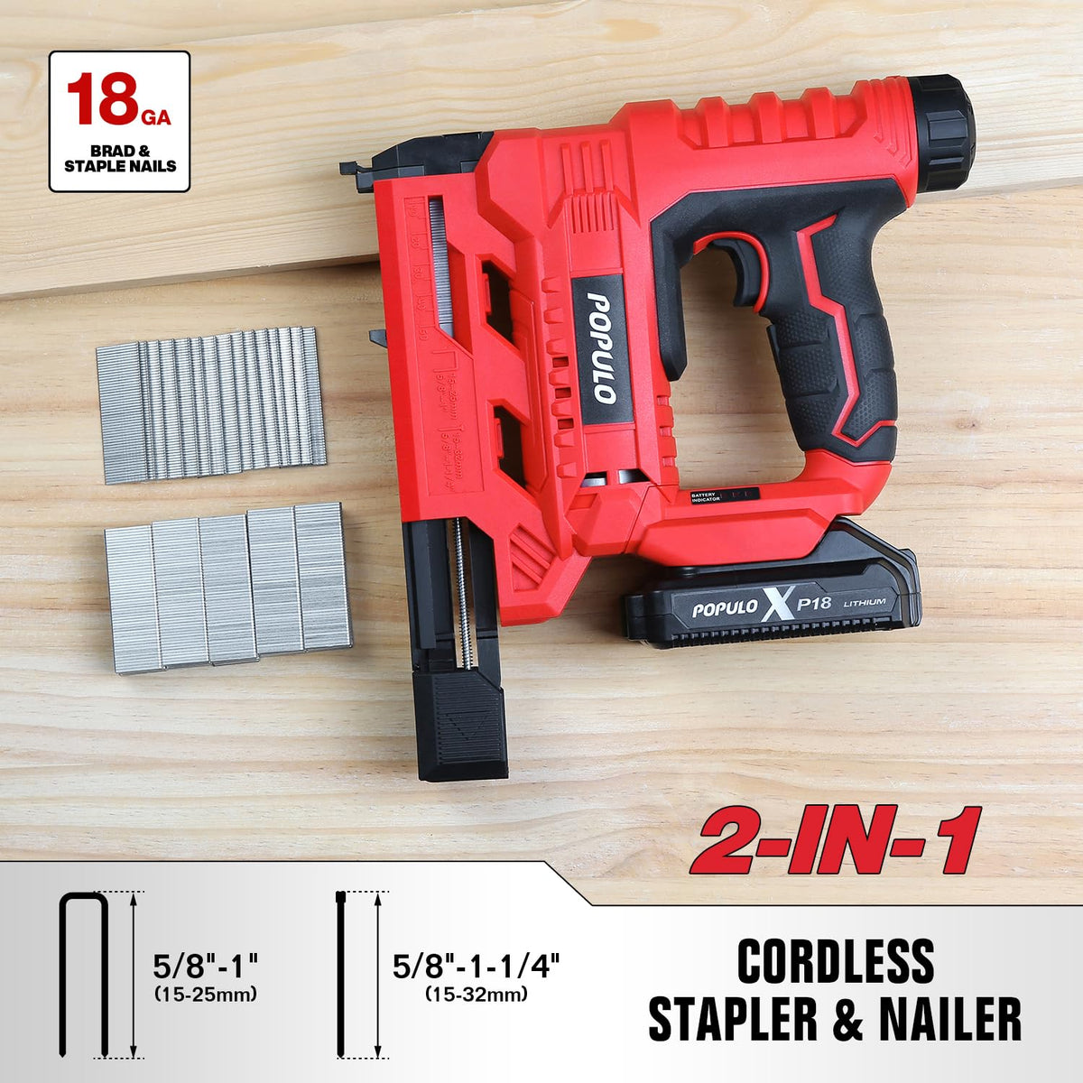 18 Gauge 2 In 1 Cordless Brad Nailer Stapler Z618