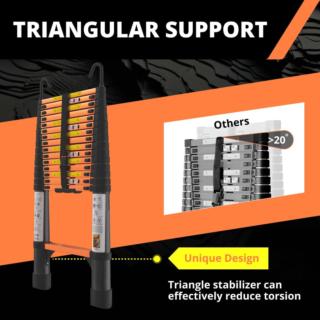 15.5FT Aluminum Telescoping Ladder with Hooks D97315