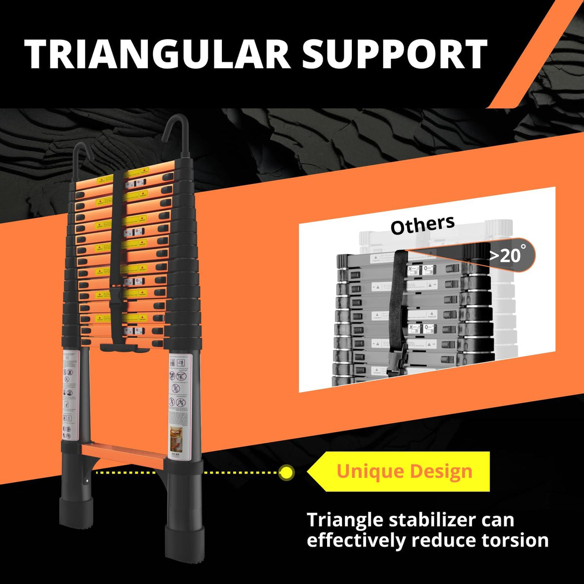 15.5FT Aluminum Telescoping Ladder with Hooks D97315