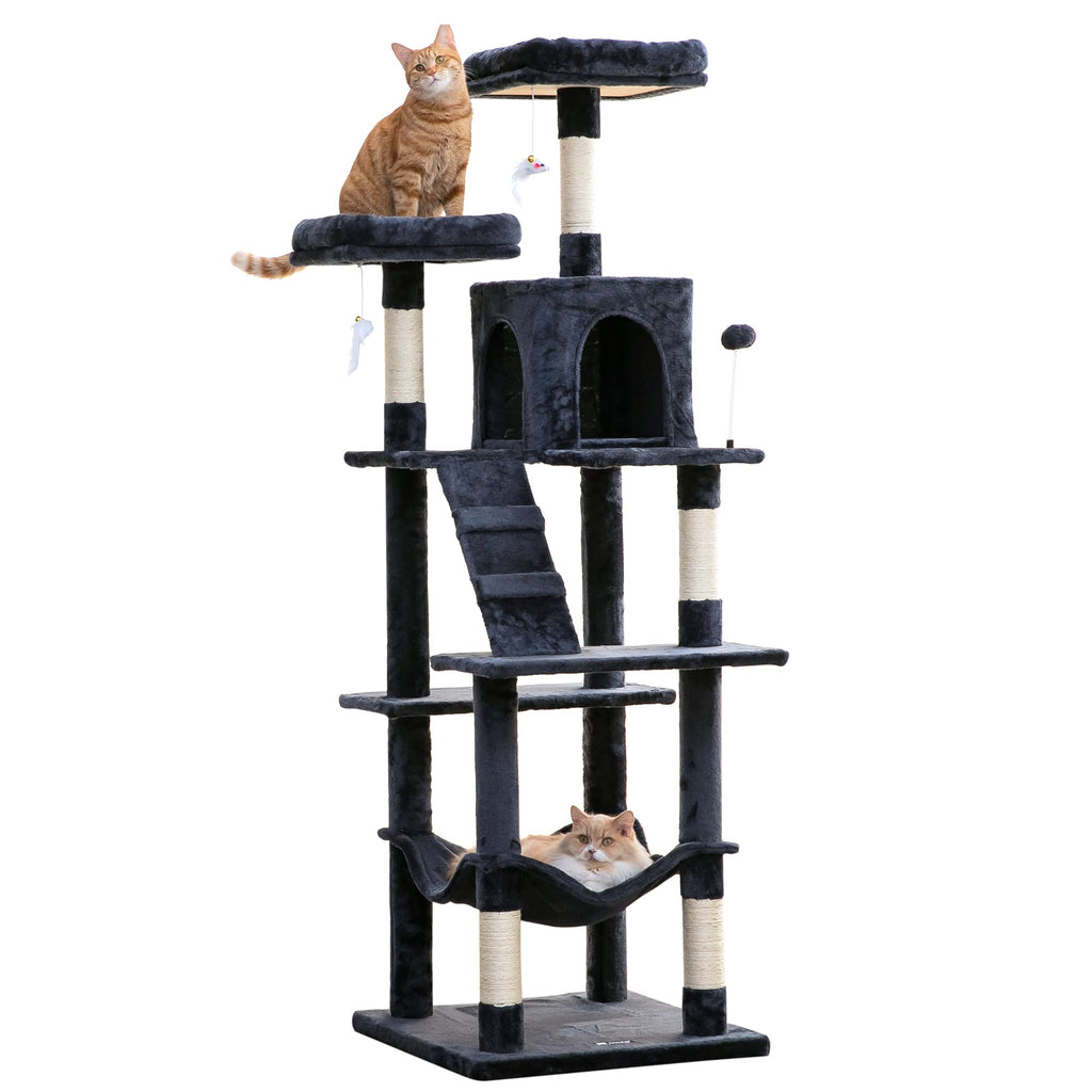 70.1-Inch Multi-Level Plush Cat Tree with Hammock E7024