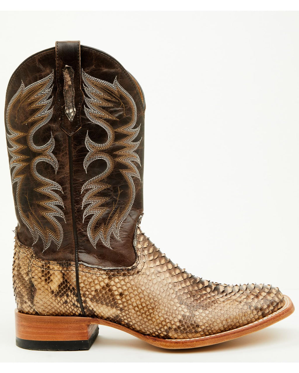 Men's Exotic Python Western Boot Broad Square Toe B1491