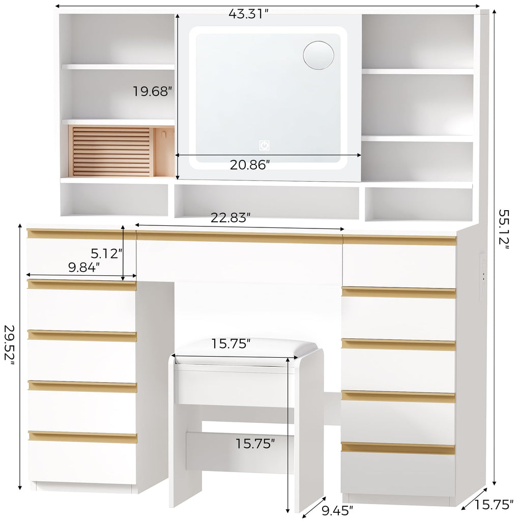 Large Vanity Desk with Sliding Mirror and Jewelry Storage I72702