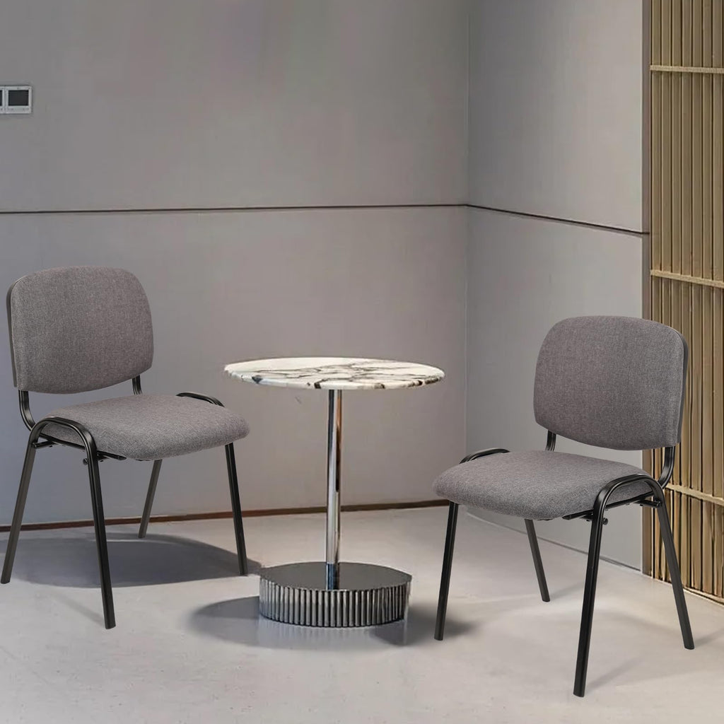 Set of 5 Grey Fabric Stackable Chairs Metal Frame P666