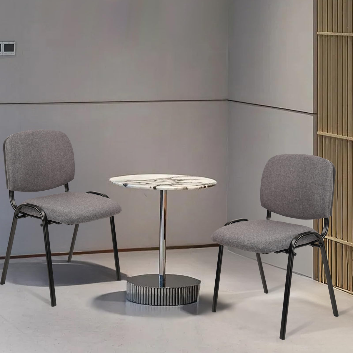 Set of 5 Grey Fabric Stackable Chairs Metal Frame P666