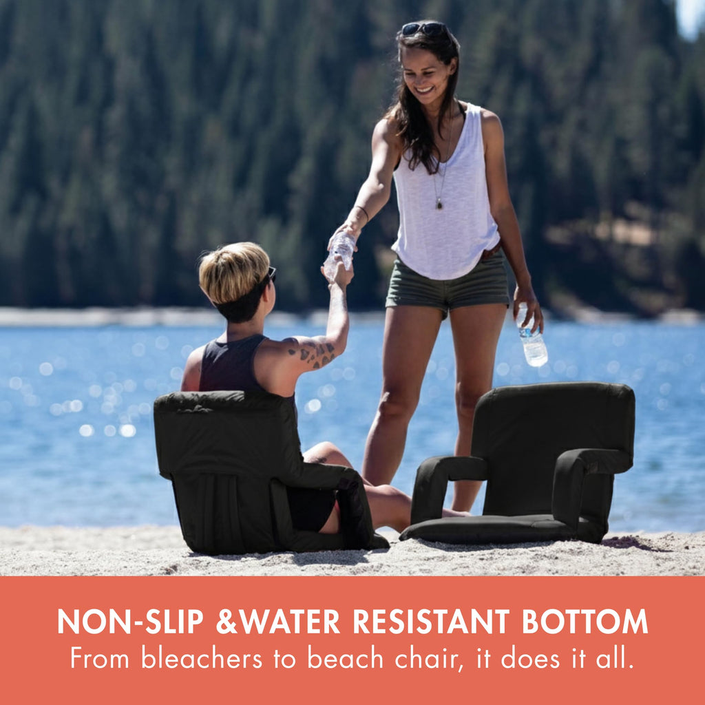 Portable Reclining Folding Stadium Seat with Back Support, Black W278
