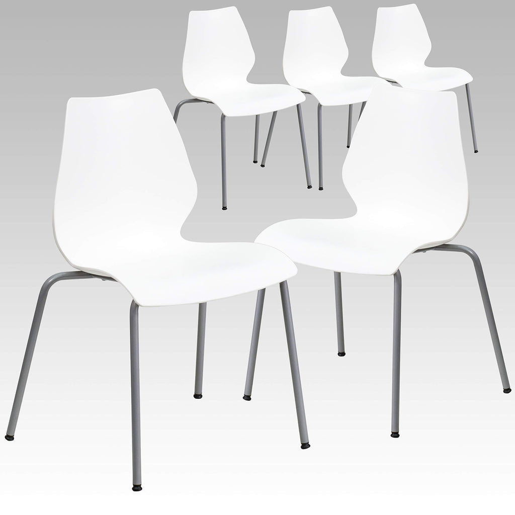 White Plastic Stacking Chairs Set of 5 Z141945