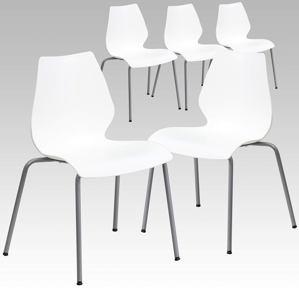 White Plastic Stacking Chairs Set of 5 Z141945