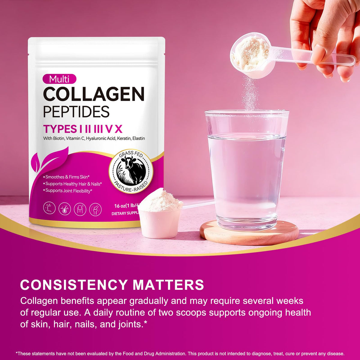 Collagen Peptides Powder, Unflavored Hydrolyzed Protein, 16 oz G6044