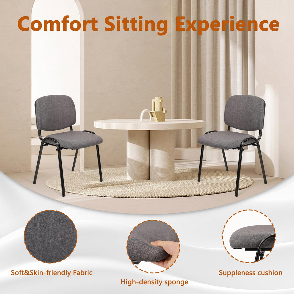 Set of 5 Grey Fabric Stackable Chairs Metal Frame P666