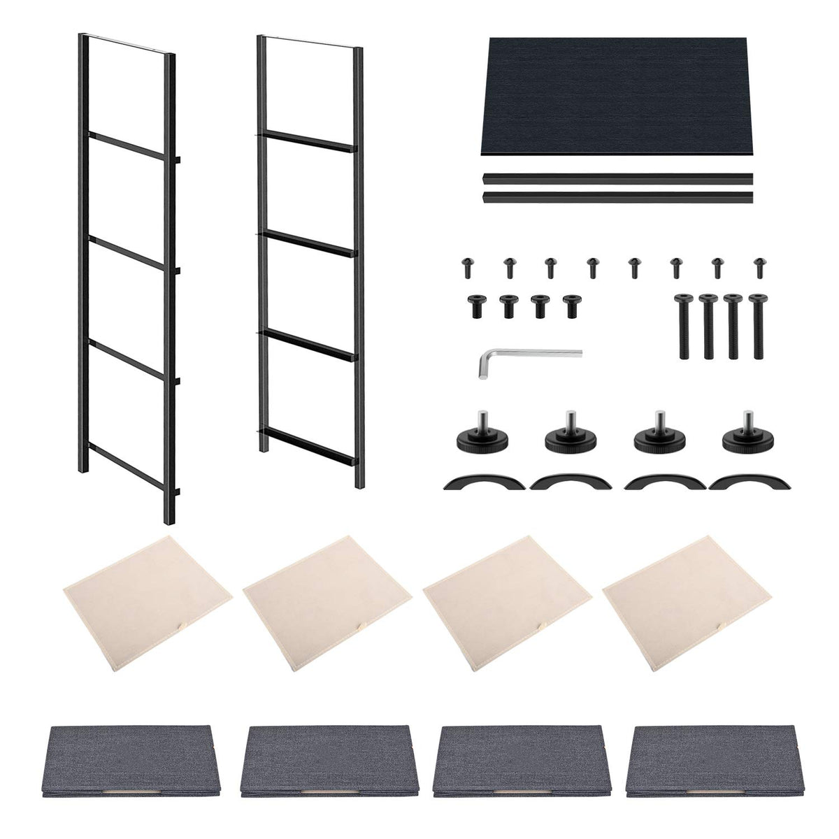 Black Grey 4 Drawer Fabric Storage Dresser L44028