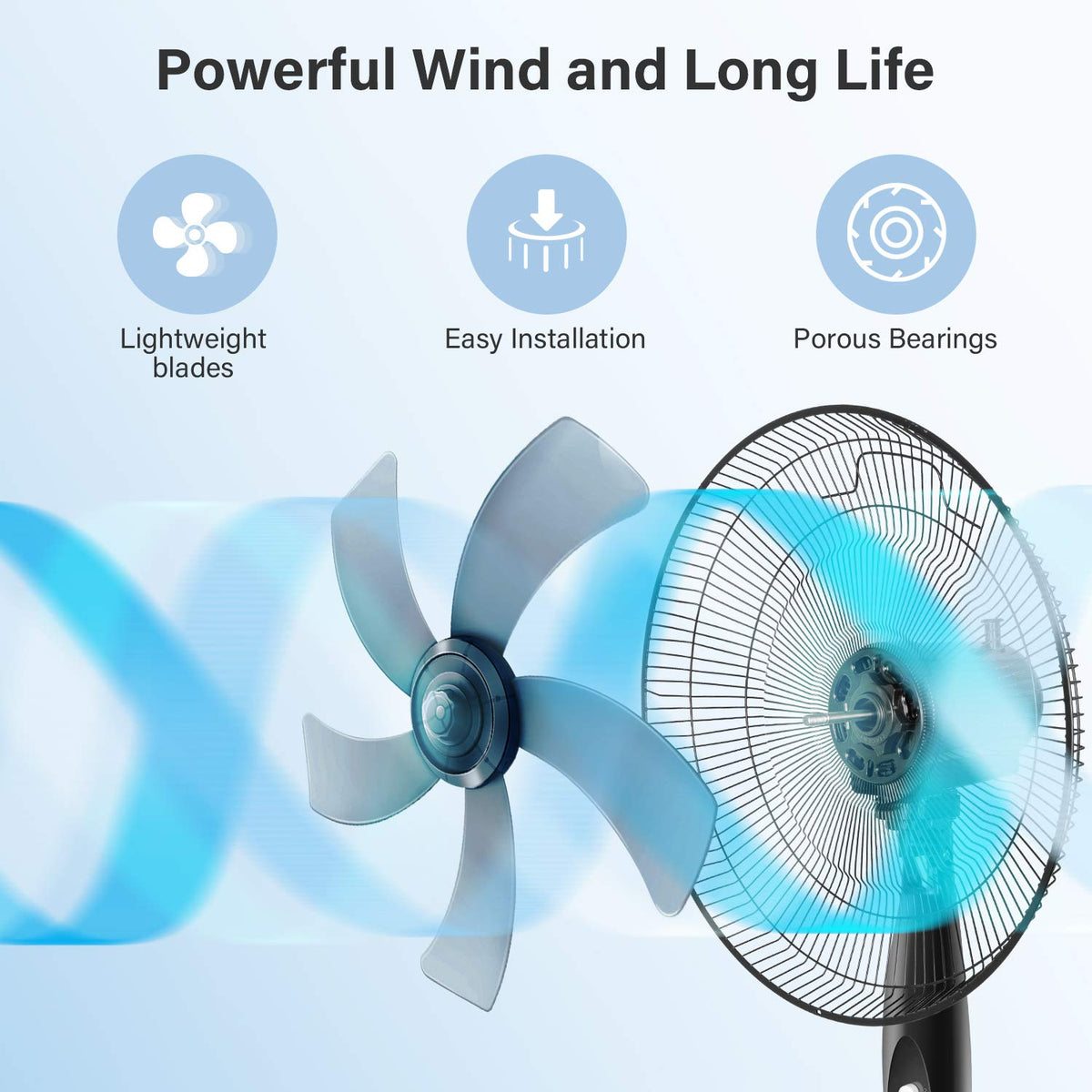 16″ 3 Speed Oscillating Pedestal Stand Fan, Black N873