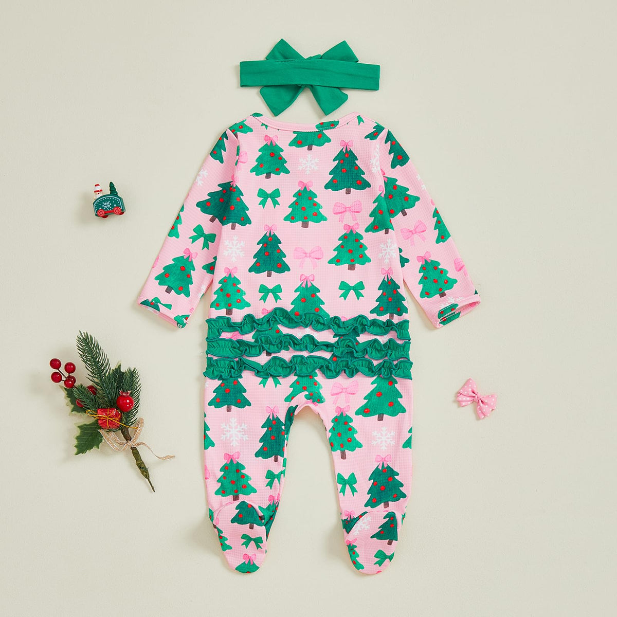 Newborn Baby Girl Footie Romper Sleeper Outfit K2834