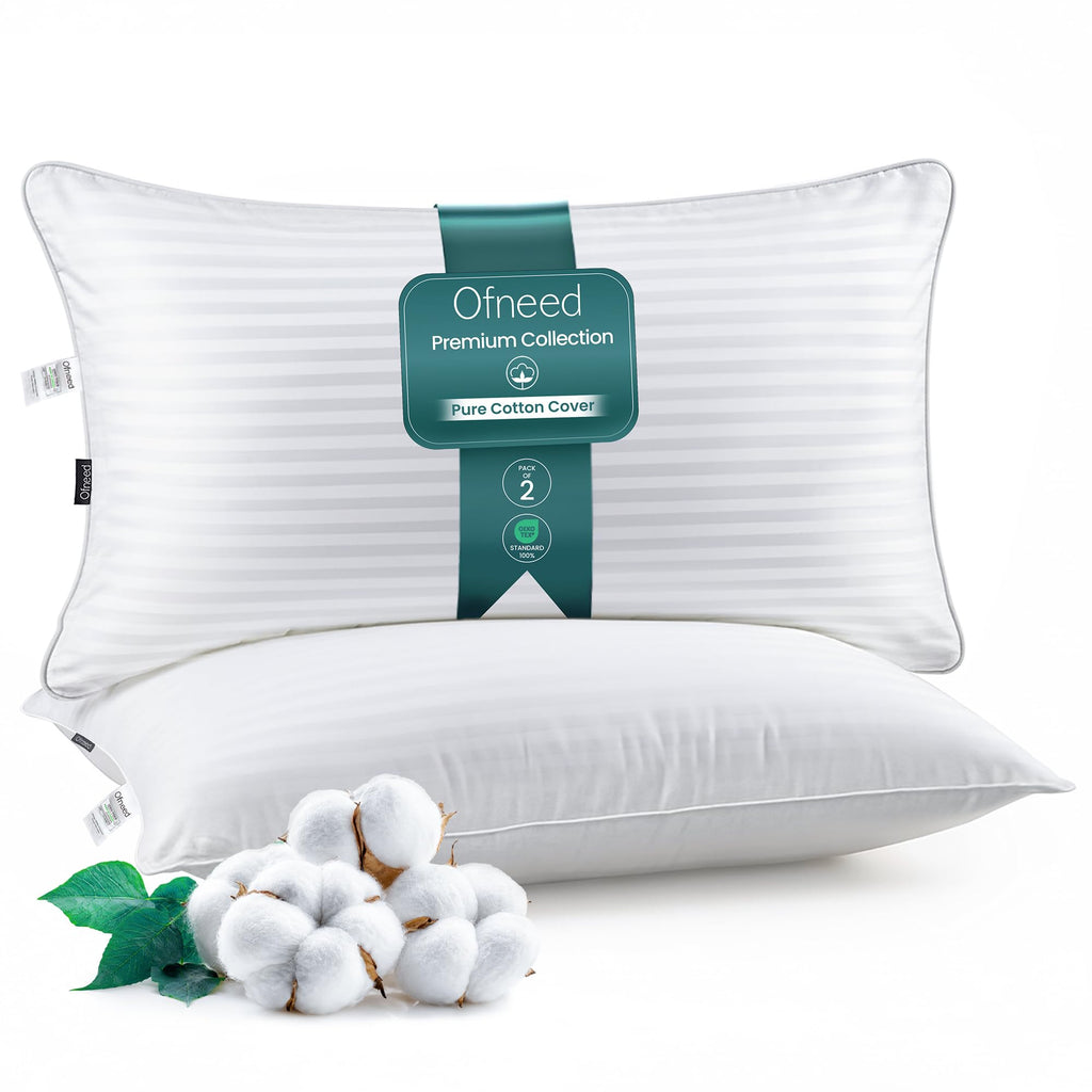 King Size Down Alternative Pillows Set of 2 Cotton Cover 20"x36" N914