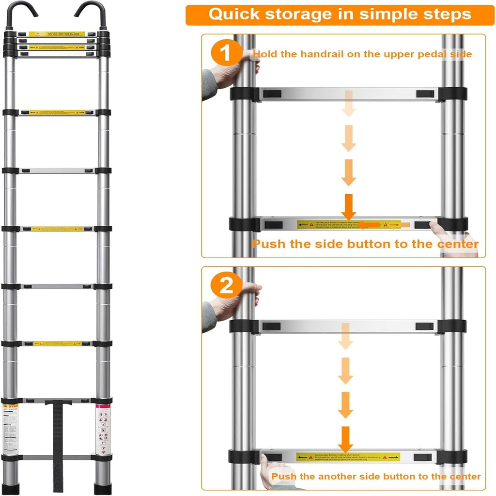 10.5ft Aluminum Telescoping Ladder 330 lbs Capacity W552