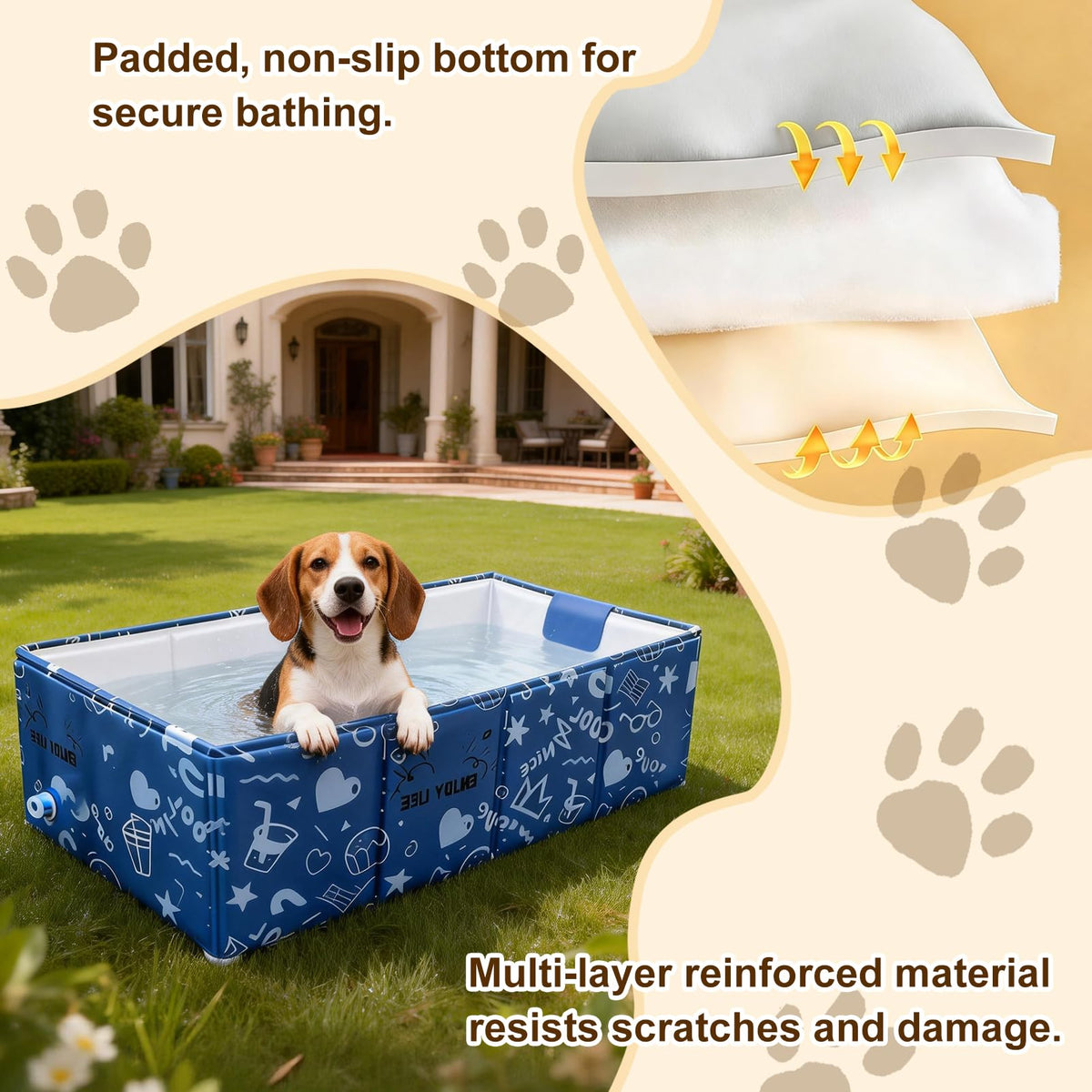 Foldable Dog Bathtub for Small to Medium Dogs & Cats, Blue S570