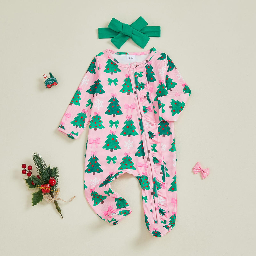 Newborn Baby Girl Footie Romper Sleeper Outfit K2834