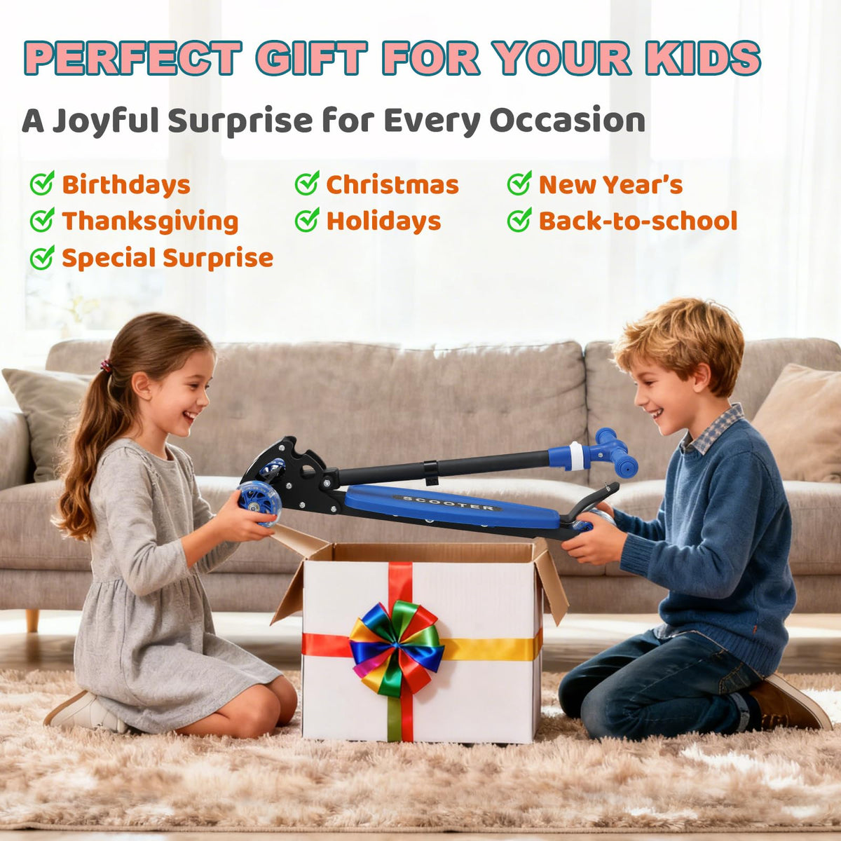 3 Wheel Kids Scooter with LED Light-Up Wheels K792409