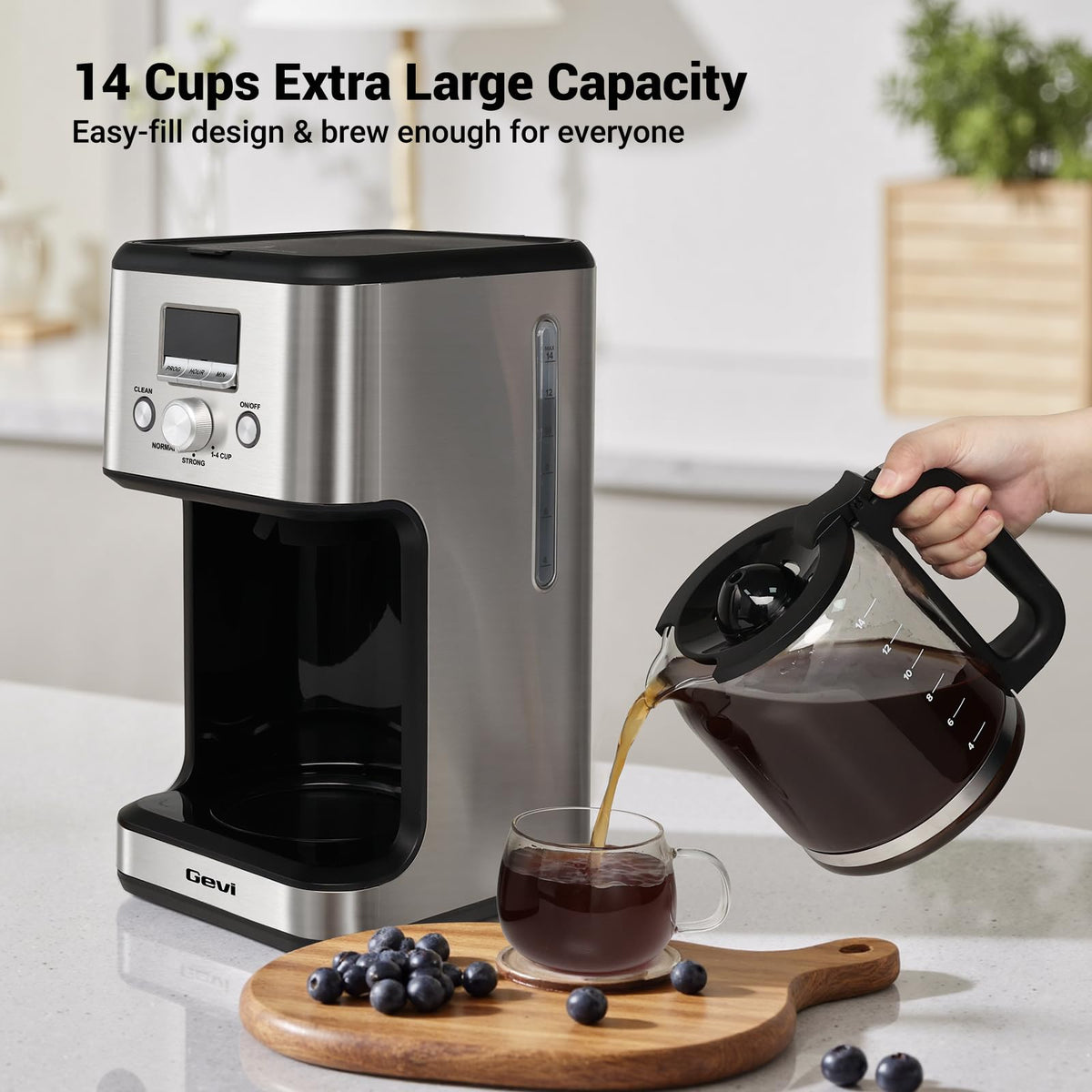 14 Cup Programmable Drip Coffee Maker with Glass Carafe T384