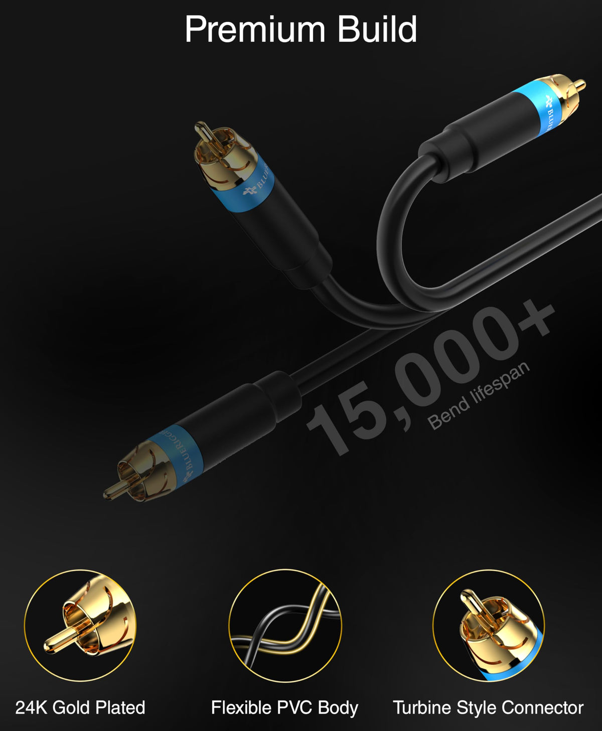 15FT Dual Shielded RCA Subwoofer Cable N4635