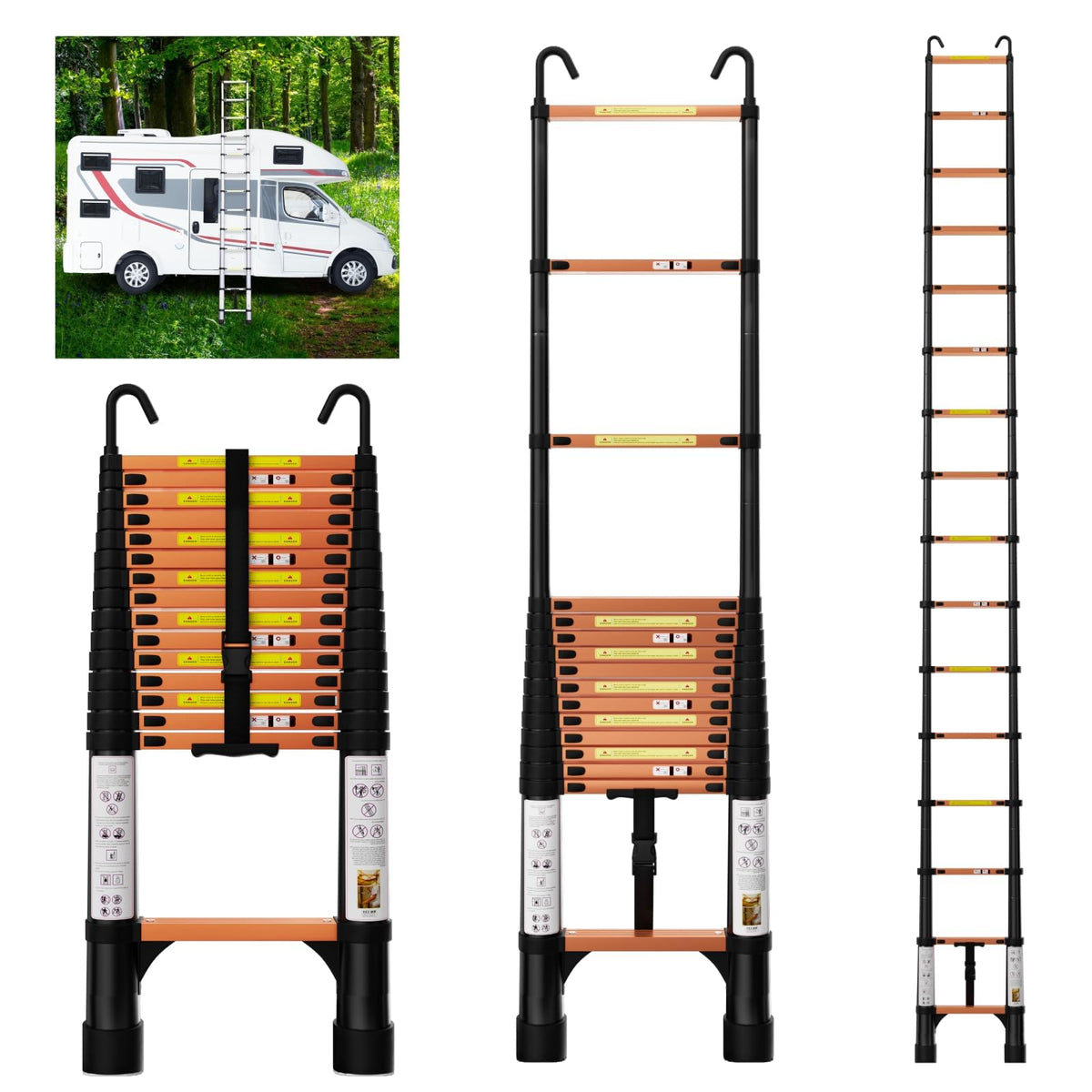 15.5FT Aluminum Telescoping Ladder with Hooks D97315
