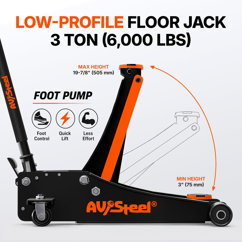 3 Ton Low Profile Hydraulic Steel Floor Jack T325