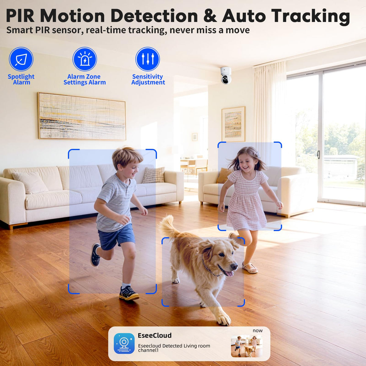 Battery Powered Wireless Indoor Security Camera, 4MP HD Pan/Tilt, 6000mAh Rechargeable, 5G&2.4G WiFi 6 E5382