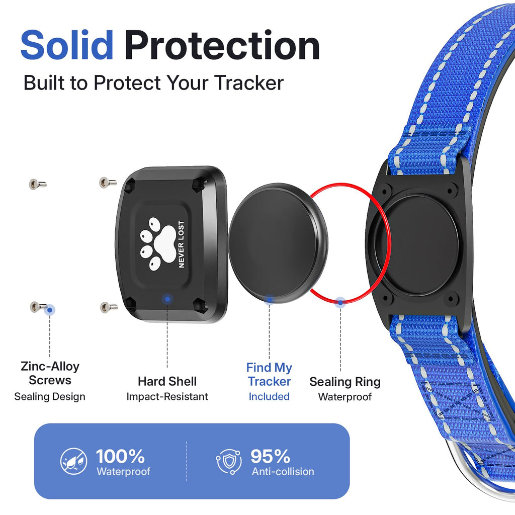 GPS Dog Collar with Tracker, Waterproof, Blue, L Z72867