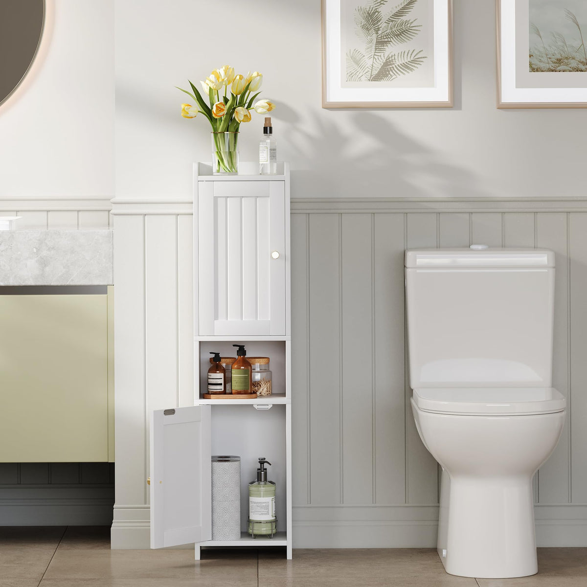 White Bathroom Cabinet with 2 Doors Z112