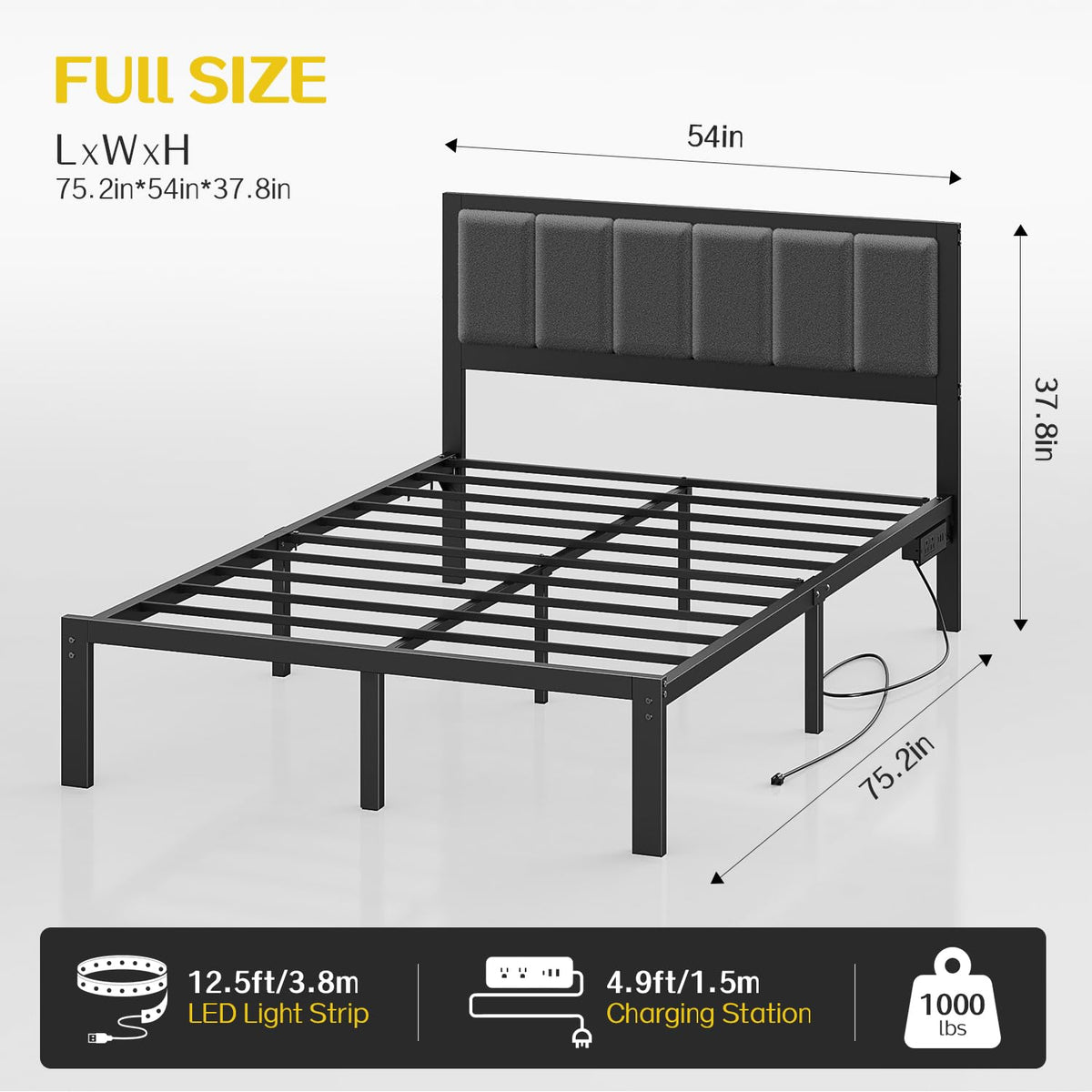 Full Bed Frame with Headboard E73746