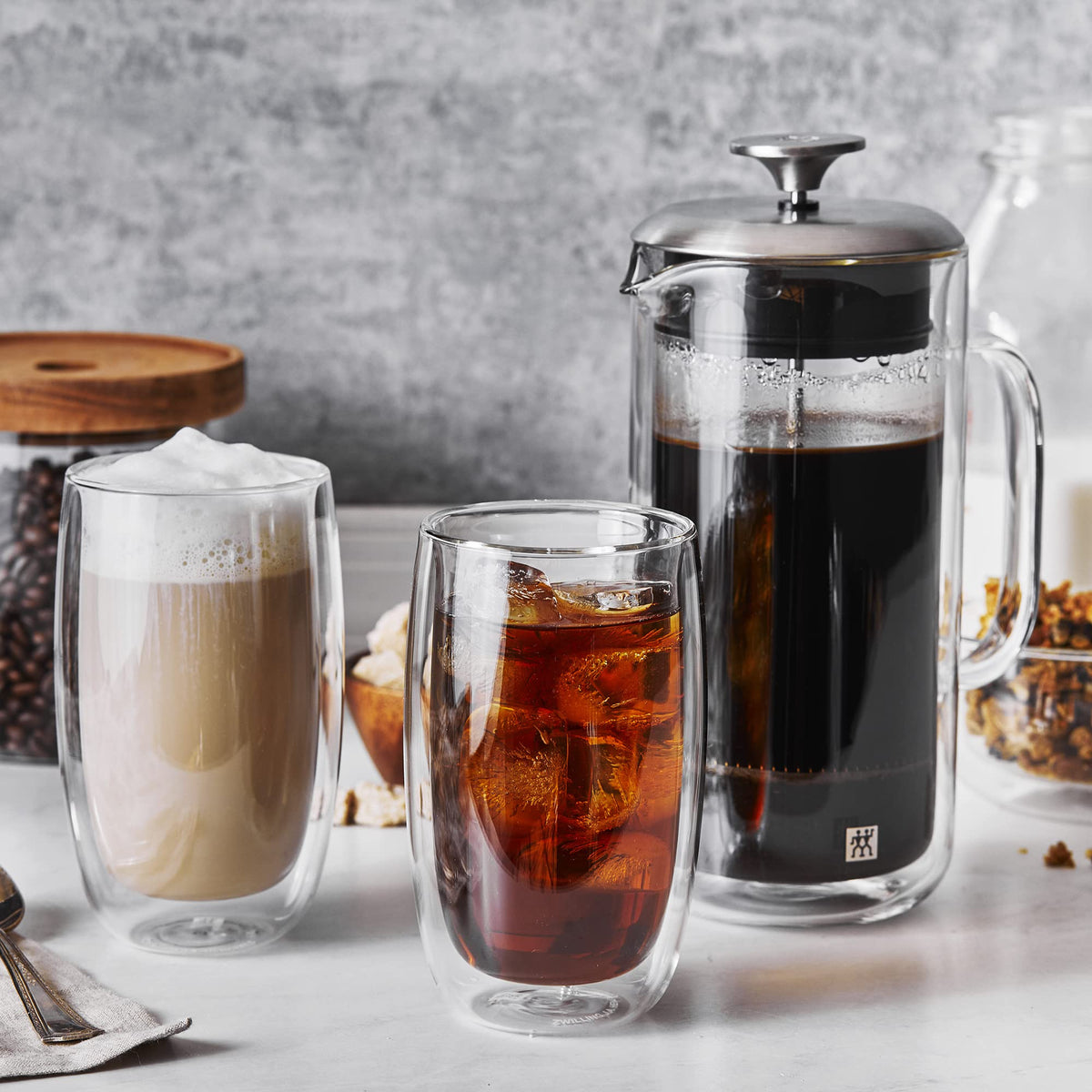 Double Wall French Press and Latte Glass P73918