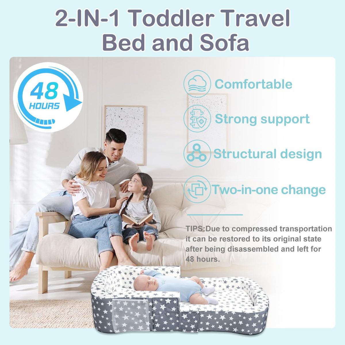 Portable Toddler Travel Bed & Chair 2-in-1 T4329
