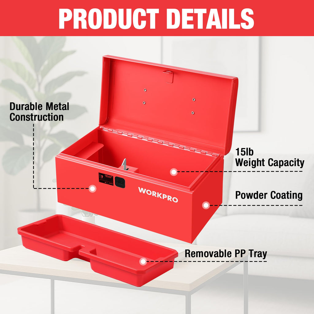 10.8" Mini Metal Tool Box with Removable Tray F911
