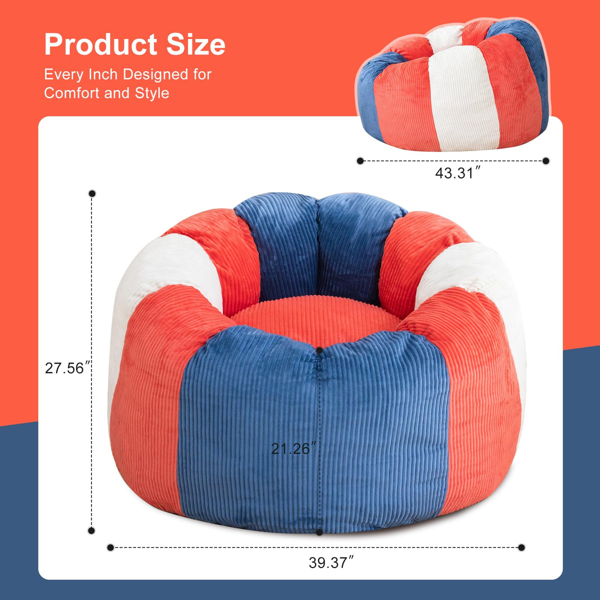 Shredded Foam Bean Bag Chair with Arms L867