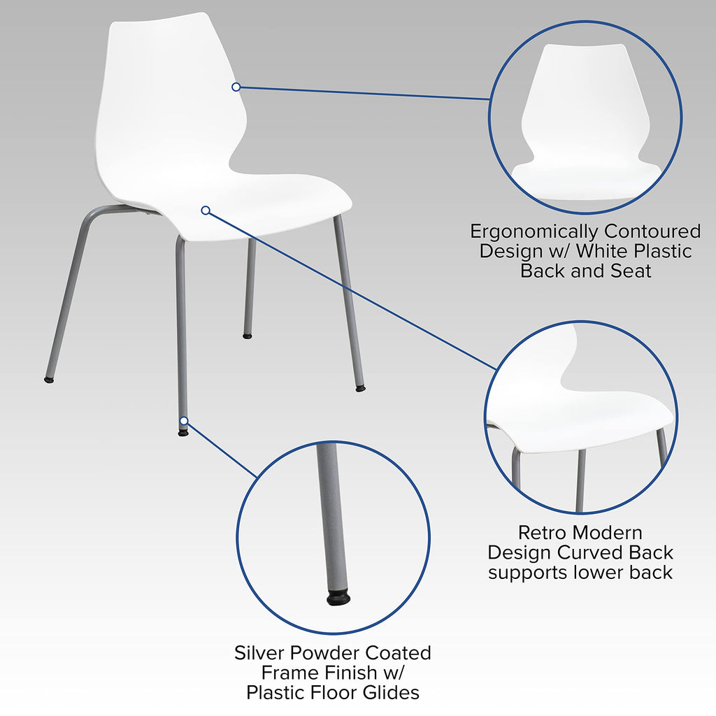 White Plastic Stacking Chairs Set of 5 Z141945